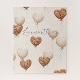 Cremebraune Herzballons Liebe in der Luft Puzzle