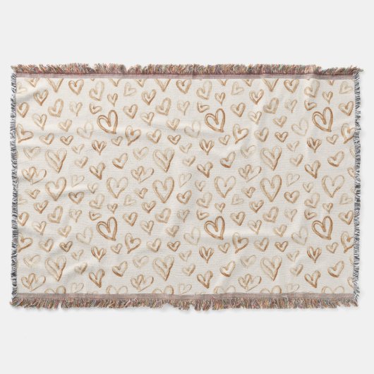 Cremebraune Herzen Valentinstag Liebe Decke (Vorderseite)