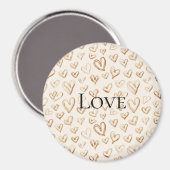 Cremebraune Herzen Valentinstag Liebe Magnet (Vorderseite/Rückseite)