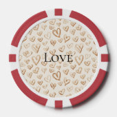 Cremebraune Herzen Valentinstag Liebe Pokerchips (Vorderseite)