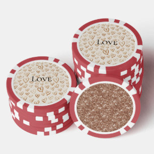 Cremebraune Herzen Valentinstag Liebe Pokerchips