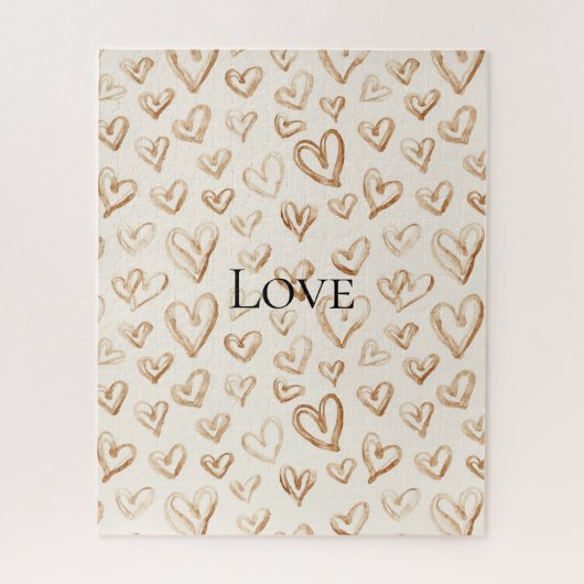 Cremebraune Herzen Valentinstag Puzzle (Vertikal)