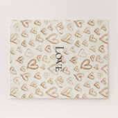 Cremebraune Herzen Valentinstag Puzzle (Horizontal)