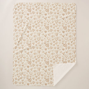 Cremebraune Herzen Valentinstag Sherpadecke