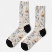 Cremebraune Kakaoblumen Socken (Linkes Detail)