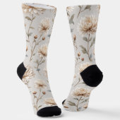 Cremebraune Kakaoblumen Socken (Gewinkelt)