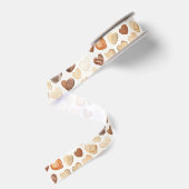 Cremebraune Pfirsich-Herz-Kaffeebohnen Ripsband (Rückseite)