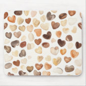 Cremebraune Pfirsich-Kaffeebohnen-Herzen Mousepad (Vorne)