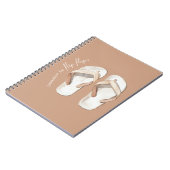 Cremebraune Sommer Flip Flops Sandalen Notizblock (Linke Seite)