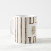 Cremebraune Streifen Monogramm Anfangsbuchstabe Na Kaffeetasse (Vorderseite Links)