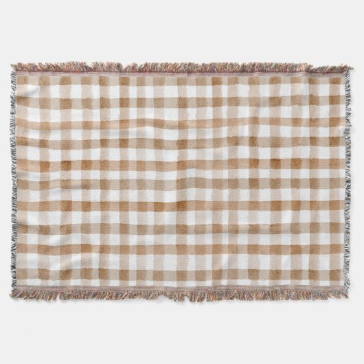 Cremebraune Streifen Tan Plaid Decke (Vorderseite)
