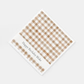 Cremebraune Streifen Tan Plaid Geburtstag Serviette (Ecke)