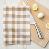 Cremebraune Streifen Tan Plaid Geschirrtuch (Viertel Falte)