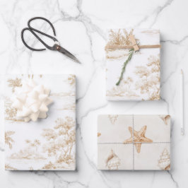 Cremebraune tropische Insel-Palmbaum-Hochzeit Geschenkpapier Set