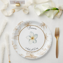 Cremebraune tropische Insel-Palmwedding Pappteller