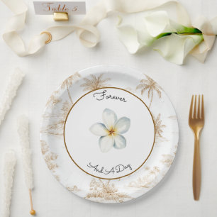 Cremebraune tropische Insel-Palmwedding Pappteller
