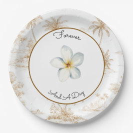 Cremebraune tropische Insel-Palmwedding Pappteller