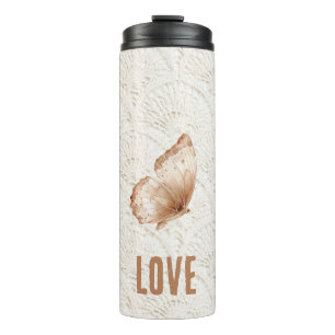 Cremebrauner Boho-Boheme-Schmetterling Thermosbecher