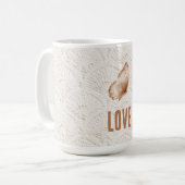 Cremebrauner Boho-Bohemian-Schmetterling Kaffeetasse (Vorderseite Links)