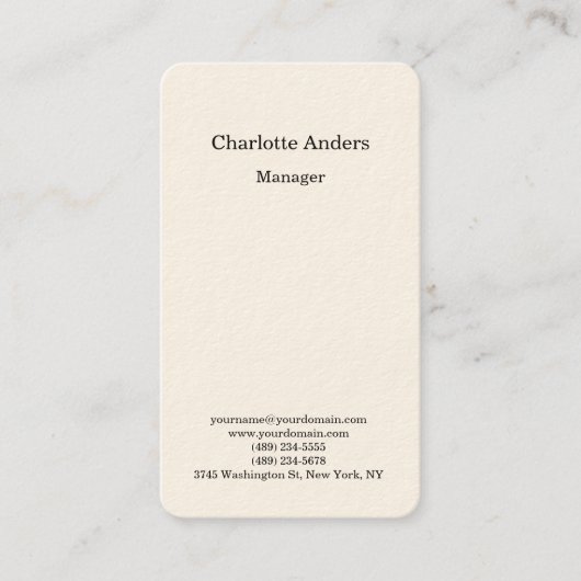 Cremefarbe schlicht, schlicht minimalistisch visitenkarte (Vorderseite)