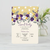 Cremefarben | Farbige Blume Kinderdusche Einladung (Stehend Vorderseite)