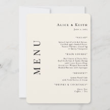Cremefarbene abgerundete Hochzeitsempfangs-Menü-Ei