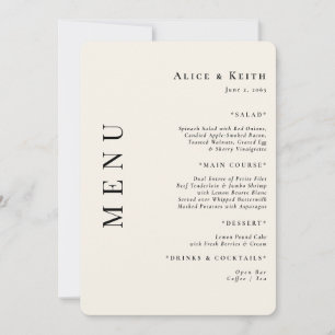 Cremefarbene abgerundete Hochzeitsempfangs-Menü-Ei Einladung