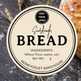 Cremefarbene Beige Bäckerei-Sauerteig-Brotetikett- Runder Aufkleber