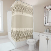 Cremefarbene Beige mit Coppery Brown Duschvorhang (Beispiel)