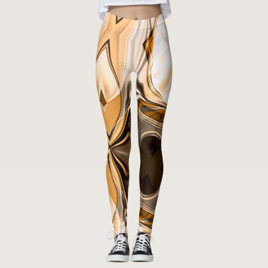 Cremefarbene bis braun gedrehte reflektierende Bel Leggings (Vorderseite)