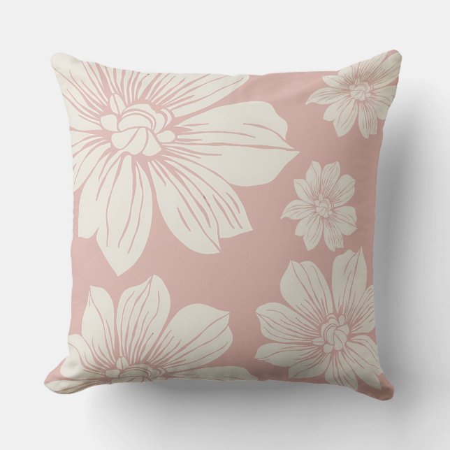 Cremefarbene Blume Kissen (Vorderseite)