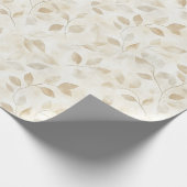 Cremefarbene Bräune Blätter Geburtstag Geschenkpapier (Ecke)