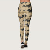 Cremefarbene Denim-Grunge-Patchwork mit Fledermäus Leggings (Rückseite)