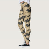 Cremefarbene Denim-Grunge-Patchwork mit Fledermäus Leggings (Links)