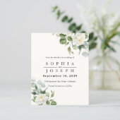 Cremefarbene Florale Eukalyptus-Hochzeit Save the (Stehend Vorderseite)
