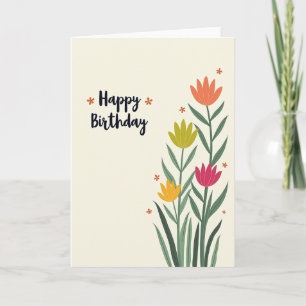 Cremefarbene Florale Geburtstagskarte Karte