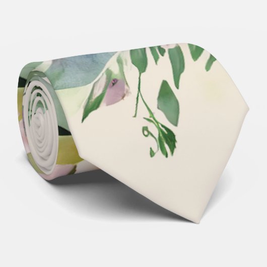 Cremefarbene gelbe Wildblume Wasserfarbenes Blumen Krawatte (Gerollt)