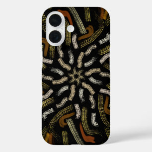 Cremefarbene goldene Gelbtöne geharktes Muster auf iPhone 16 Hülle