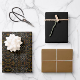 Cremefarbene goldgelbe geharkte Struktur auf Schwa Geschenkpapier Set