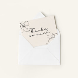 Cremefarbene handgezeichnete Wildblumen-Postkarte  Dankeskarte