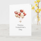 Cremefarbene rote Herzballons Valentinstag Karte (Gelbe Blume)