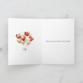 Cremefarbene rote Herzluftballons Valentinstag Karte (Innenseite)