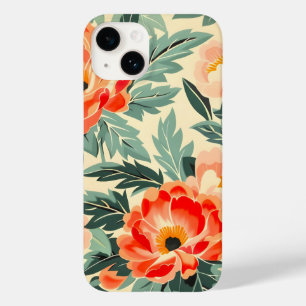 Cremefarbene Wasserfarbe Pfirsichblüten-Vintage Case-Mate iPhone 14 Hülle