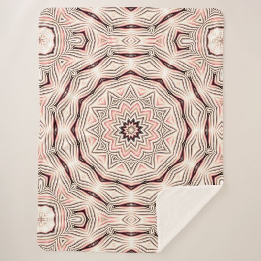 Cremefarbene, weiche, rosa, weiße und braune Manda Sherpadecke (Vorderseite)