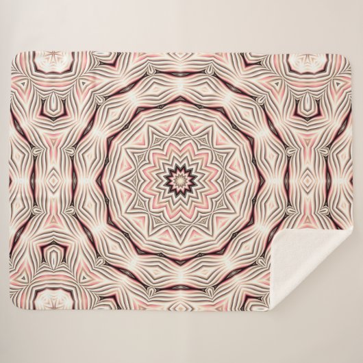 Cremefarbene, weiche, rosa, weiße und braune Manda Sherpadecke (Vorderseite (Horizontal))