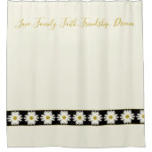 Cremefarbene weiße Daisy mit schwarzem Hintergrund Duschvorhang (Vorderseite)