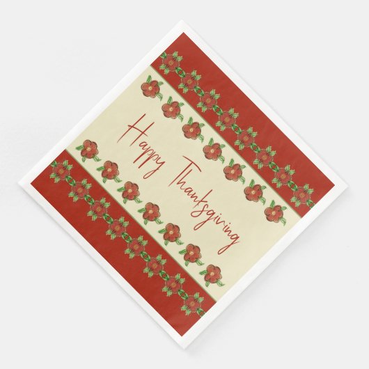 Cremefarbener Beige Orange und grün Hübsch Serviette (Ecke)