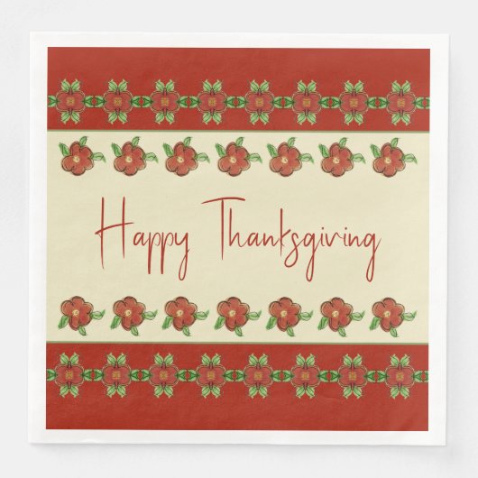 Cremefarbener Beige Orange und grün Hübsch Serviette (Vorderseite)