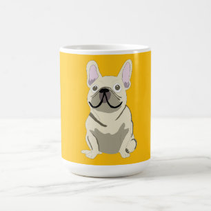 Cremefarbener Französischer Bulldogge Kaffeetasse