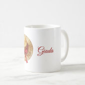 Cremefarbener Hut mit roter Schleife Name Kaffeetasse (VorderseiteRechts)